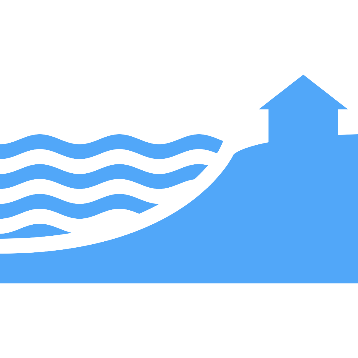 Hazards icon - rising water at a coastline