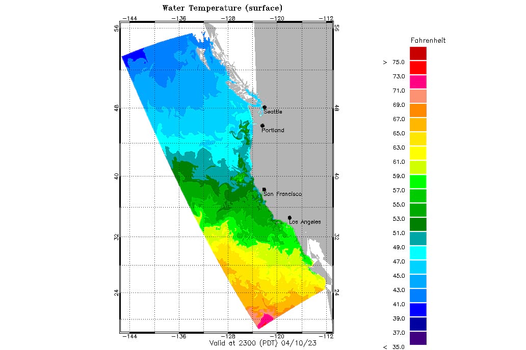 West Coast OFS water temperature forecast guidance model