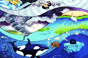 NOAA activity book cover with animations of marine life